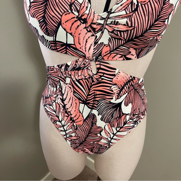 AQUA ROSE One Piece Swim Suit Swimsuit Leaf Print - Picture 5 of 10